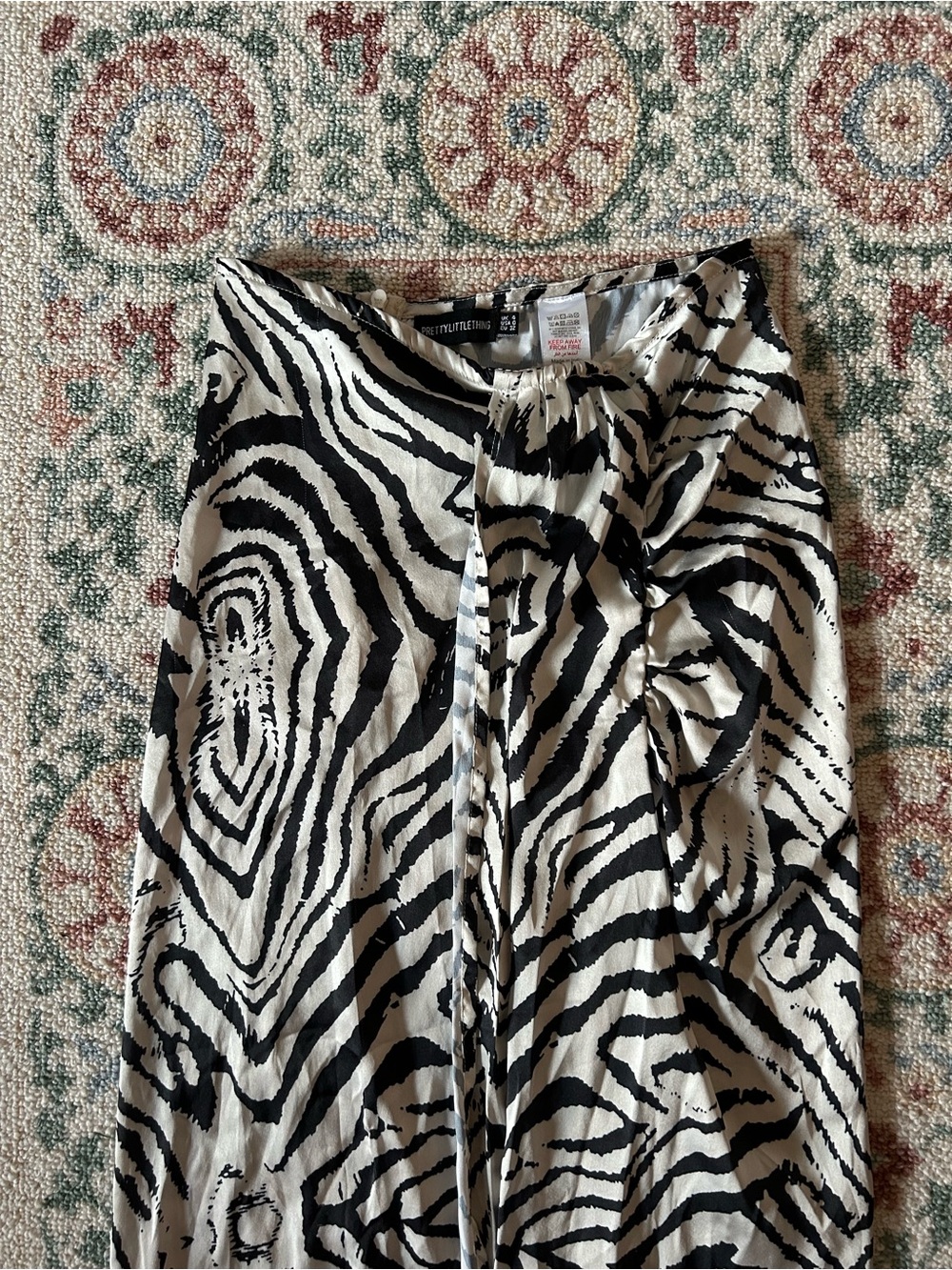 PrettyLittleThing Black & White Zebra Print Midi Skirt